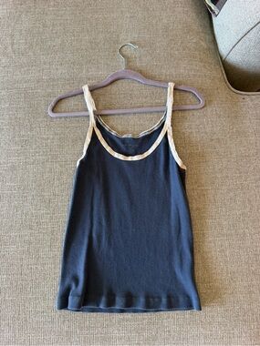Brandy Melville Black Camisole with Cream Trim